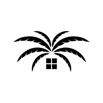 Roof from palm tree leaves icon isolated on white background