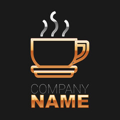 Line Coffee cup icon isolated on black background. Tea cup. Hot drink coffee. Colorful outline concept. Vector