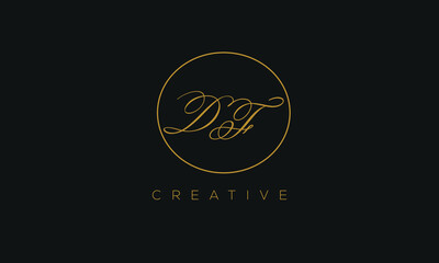 DF is a stylish logo with a creative design and golden color.