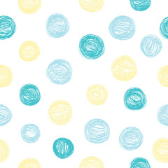 Seamless pattern with polka dots. Drawn in children's style.