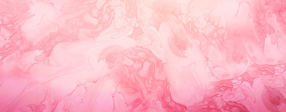 Abstract illustration in alcohol ink technique. Red, coral and pink marble texture. Wash drawing effect wallpaper. Modern illustration for card design, banners