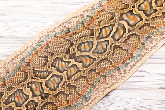 spotted red brown folded colored natural python genuine leather	
