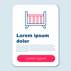 Line Baby crib cradle bed icon isolated on grey background. Colorful outline concept. Vector