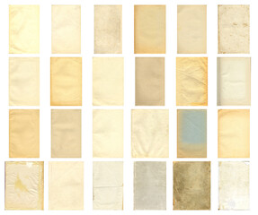 Old paper textures set. Blank old pages with rough faded surface. Perfect for background and vintage style design. Empty place for text.