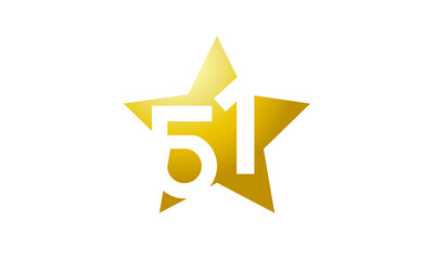 51 Number New Gold Abstract Star Logo