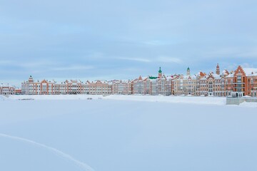 Scenic view of Russian town in winter