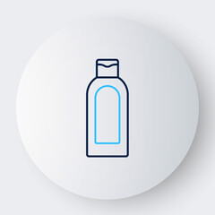 Line Bottle of shampoo icon isolated on white background. Colorful outline concept. Vector