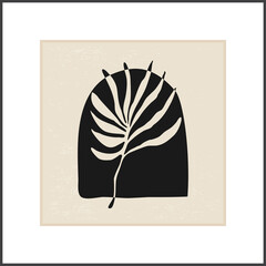 Minimalist poster with botanical branch and leaves abstract collage