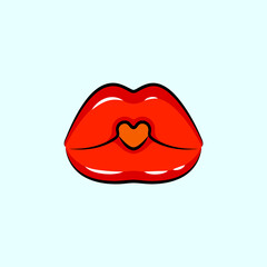 Sexy lips, female beautiful close mouth with heart