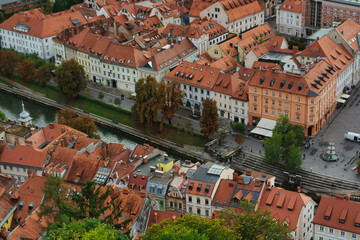 Fototapeta na wymiar Ljubljana - Slovenia - panoramic view from the castle