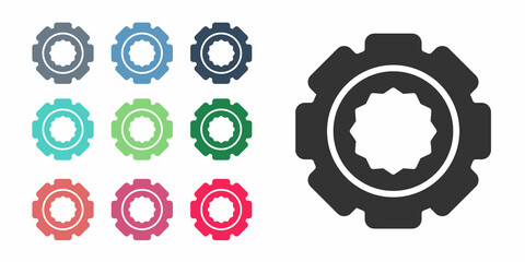 Black Gear icon isolated on white background. Cogwheel gear settings sign. Cog symbol. Set icons colorful. Vector