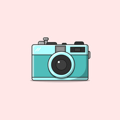 Camera Vector Ilustration On Pink background
