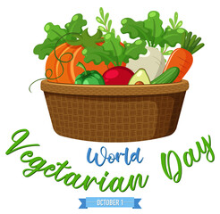 World Vegetarian Day logo with vegetable and fruit in basket