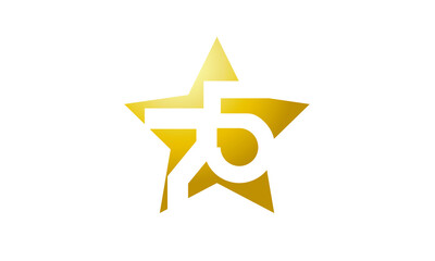 75 Number New Gold Abstract Star Logo