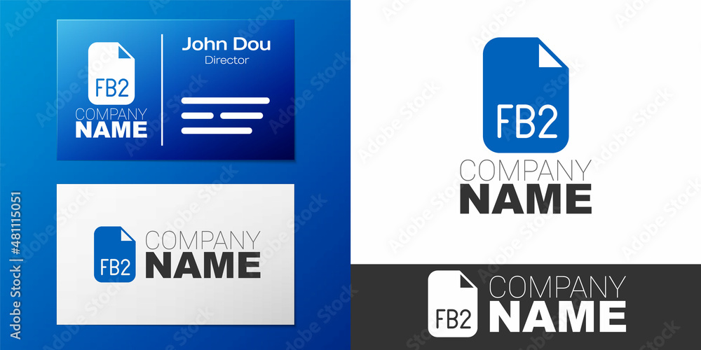 Poster logotype fb2 file icon isolated on white background. logo design template element. vector