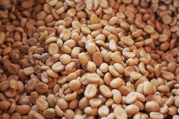 close up of a pile of coffee beans
