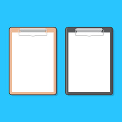Clipboard With Blank White Paper Vector Icon Illustration. Flat Icon Of Clipboard