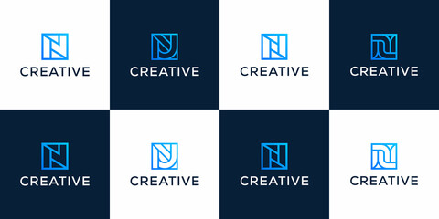 Set of monogram letter N logo design