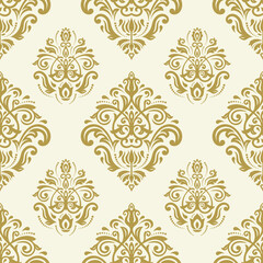 Classic seamless golden vector pattern. Damask orient ornament. Classic vintage golden background. Orient ornament for fabric, wallpapers and packaging