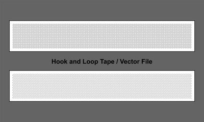 White Hook and Loop Tape Fastener Template on Gray Background, Vector File.