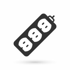 Grey Electric extension cord icon isolated on white background. Power plug socket. Vector