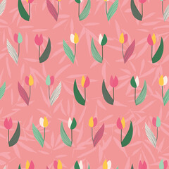 Tulip Flower Seamless Pattern