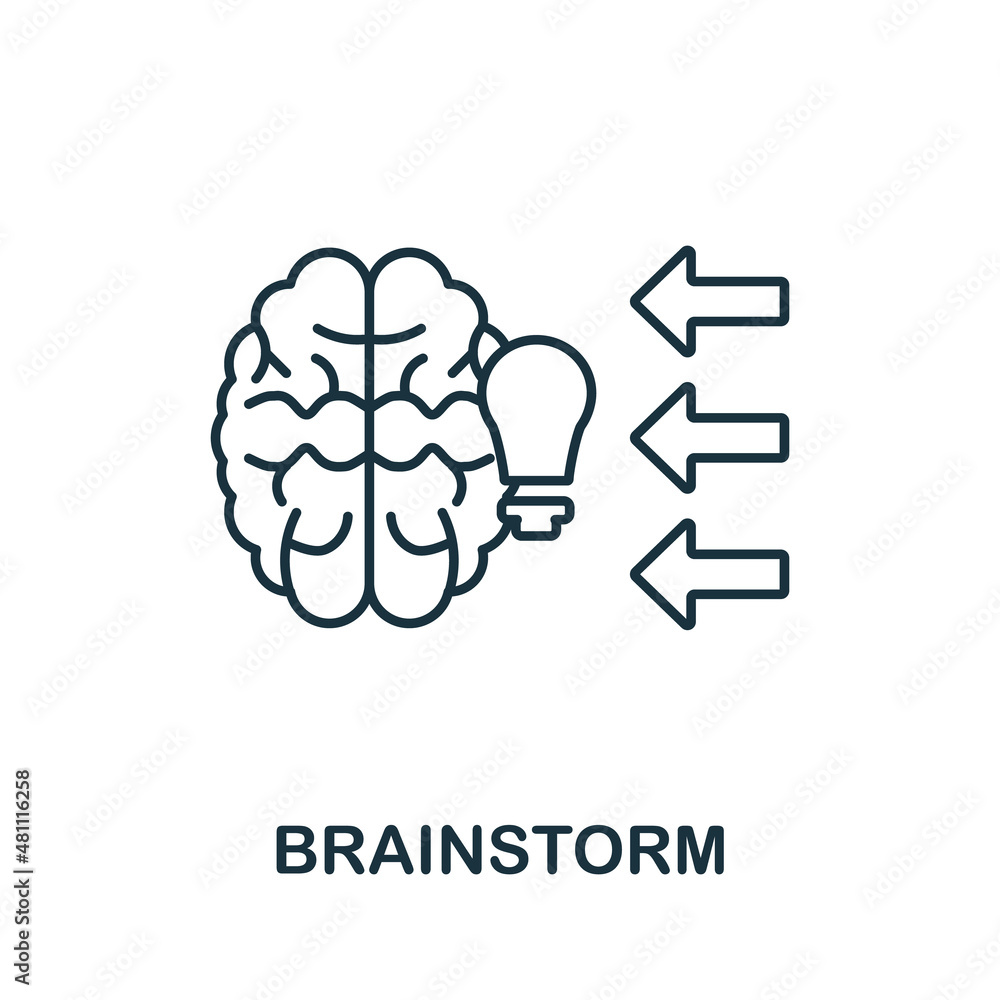 Poster brainstorm icon. line element from graphic design collection. linear brainstorm icon sign for web de