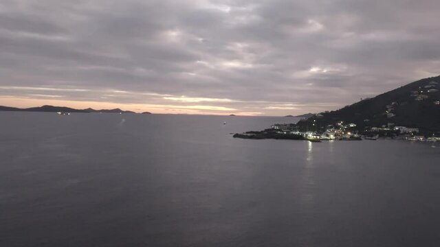 sunset in Tortola, British Virgin Islands and cloudy sky a view from Tortola cruise port