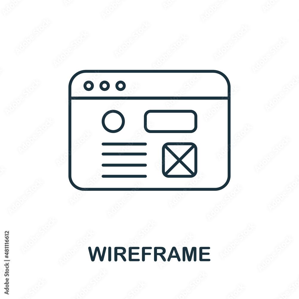 Aufkleber wireframe icon. line element from graphic design collection. linear wireframe icon sign for web desi