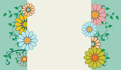 Fototapeta na wymiar Spring time and blooming. Abstract floral background with abstract flowers. Vector illustration and copy space