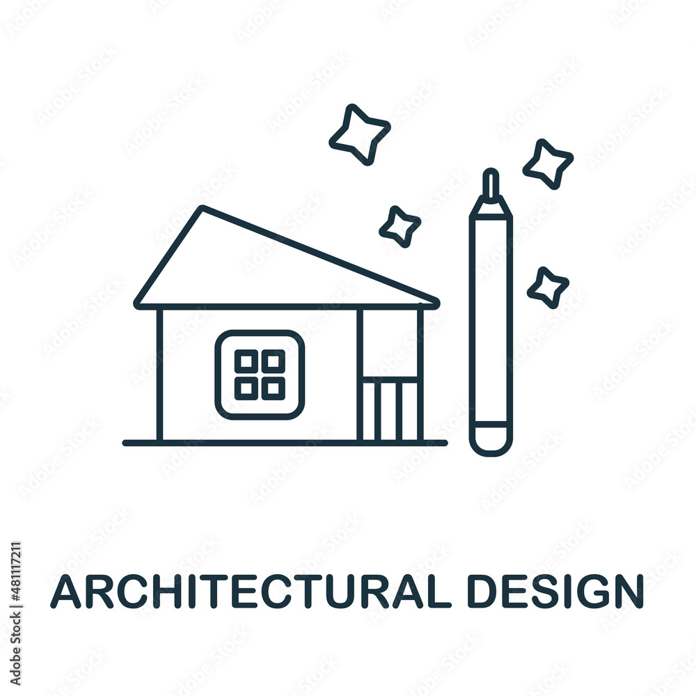 Poster architectural design icon. line element from graphic design collection. linear architectural design 