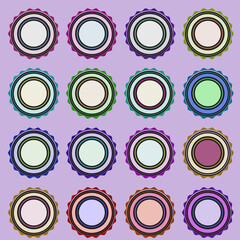 Vector Stamp without text. Medal Blank .Buttons Full Color Set.Vector design elements