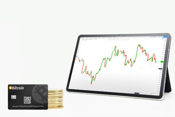 Bitcoin to Tablet Index , Exchange Trading Forex Finance Graphic Concept	
