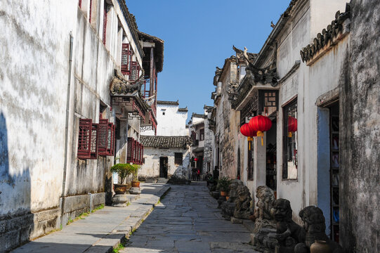 Yixian County, Huangshan City, Anhui Province, China - October 10, 2011: Landscape Feature of Xidi Ancient Village