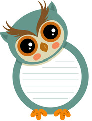 Cute owl sticker notebook and school label