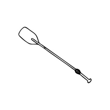 Hand drawn doodle paddle. Vector oar clipart. Outline.