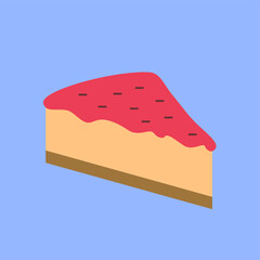 Strawberry Cheesecake Cartoon Flat Vector Illustration
