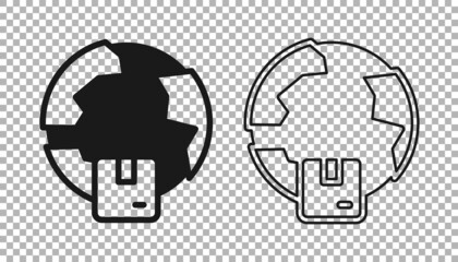 Black Worldwide shipping icon isolated on transparent background. Vector