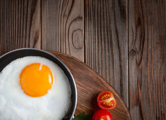 Top view of omelette in a pan