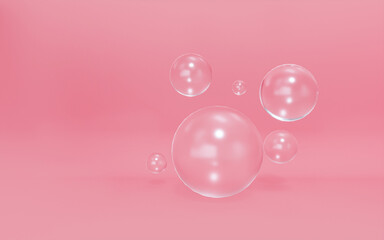 Abstract cosmetics background with pastel geometric shape. 3d rendering for display product, banner on website. Minimal mockup with sphere pattern. Empty showcase for ads. Realistic 3d pink balls.