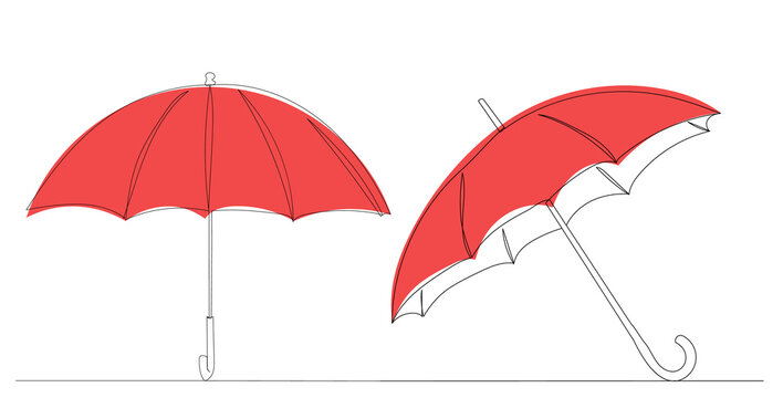 red umbrella line drawing, sketch