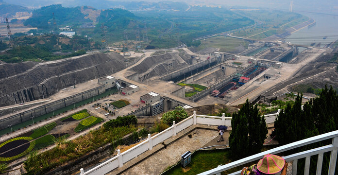 Yichang City, Hubei Province, China - May 30, 2011: Landscape of the Three Gorges Dam on the Yangtze River in China