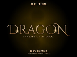 fantasy golden 3d medieval dragon text effect - obrazy, fototapety, plakaty