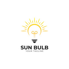Sun and Light bulb Logo Template. Electricity Illustration