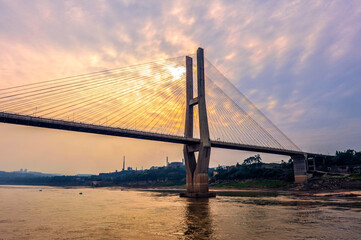 Fototapeta na wymiar Changjiang River Bridge, Suspension Bridge, Chongqing, China