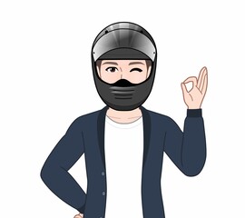 ヘルメットを被った男性