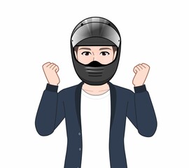 ヘルメットを被った男性