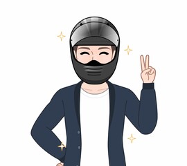 ヘルメットを被った男性