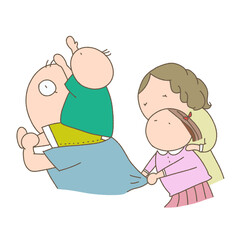 父親に肩車してもらう男の子