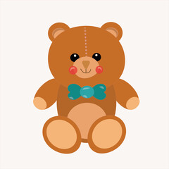 Cute Bear in cartoon style. Vector illustration. For kids stuff, card, posters, banners, children books, printing on the pack, printing on clothes, fabric, wallpaper,
